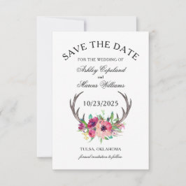 Rustikales Antlers Boho Floral Foto Save the Date