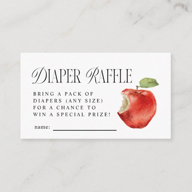 Rustikales Apple Diaper Raffle Ticket Begleitkarte (Vorderseite)