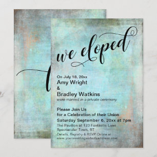 Rustikales Aqua, das wir nach der Hochzeitsfeier f Einladung