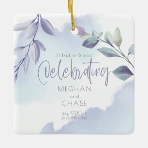 Rustikales Aqua Lilac Verlasse Save the Date Keramikornament