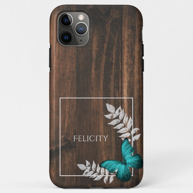 Rustikales Aquamarin Butterfly Case-Mate iPhone Ca Hülle (Rückseite)