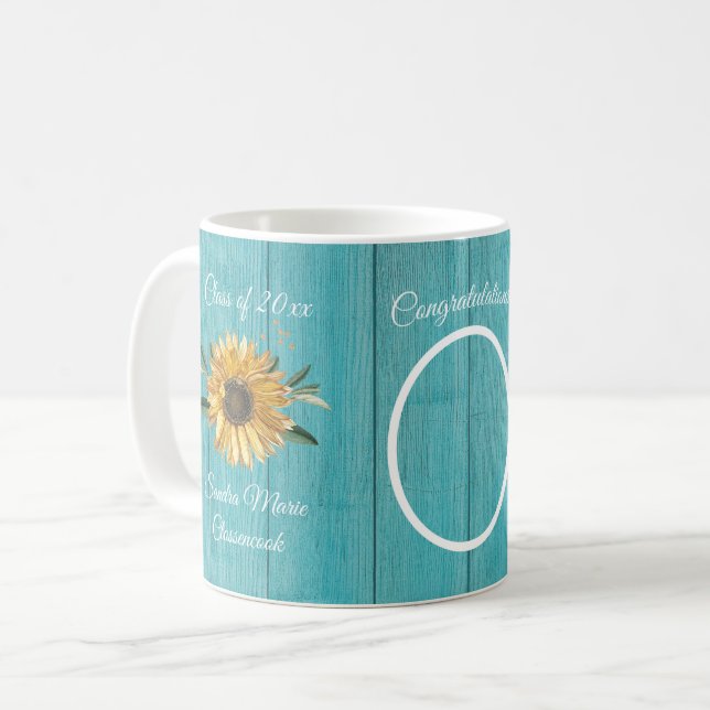 Rustikales Aquamarines Blauer Barnholz Kaffeetasse (Vorderseite Links)