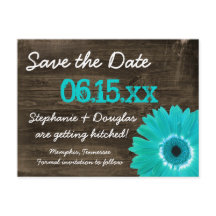 Rustikales Aquamarines Daisy Holz Save the Date Po