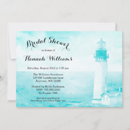 Rustikales Aquamarines Leuchtturm-Brautparty Einladung