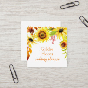 Rustikales Aquarell-Blumensonnenblumen Quadratische Visitenkarte