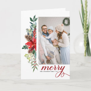 Rustikales Aquarell Poinsettia Frohe Weihnachten F