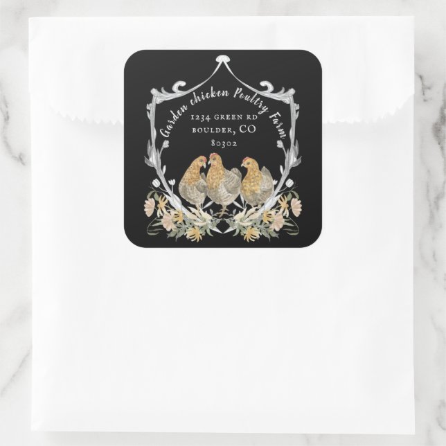 rustikales Aquarell Wappen Bauernhof Visitenkarte2 Quadratischer Aufkleber (Tasche)