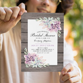 Rustikales Aquarellfarben Sukkuläres Brautparty Einladung