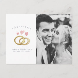 rustikales Aquarellring Foto Save the Date Postkarte