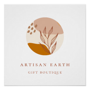 Rustikales Artisan Earthy-Abstraktes Logo Poster