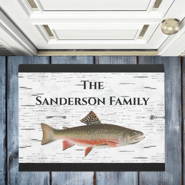 Rustikales Aspen Bark Foreut Fischer Lake House Fußmatte (Von Creator hochgeladen)