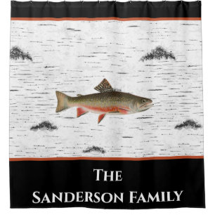 Rustikales Aspen Bark Trout Fischerhaus Duschvorhang