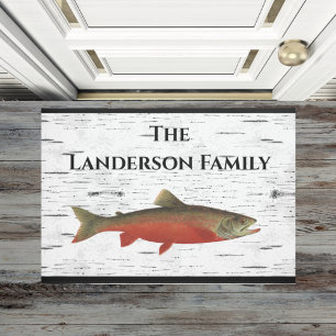 Rustikales Aspen Bark Trout Fishing Lake House Fußmatte