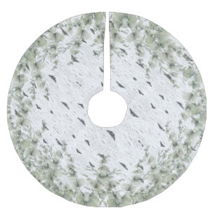 Rustikales Aspen Bark Wood und Eukalyptus Polyester Weihnachtsbaumdecke
