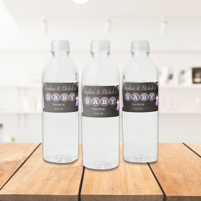 Rustikales Baby braut eine rosa Babydusche Wasserflaschenetikett (Von Creator hochgeladen)