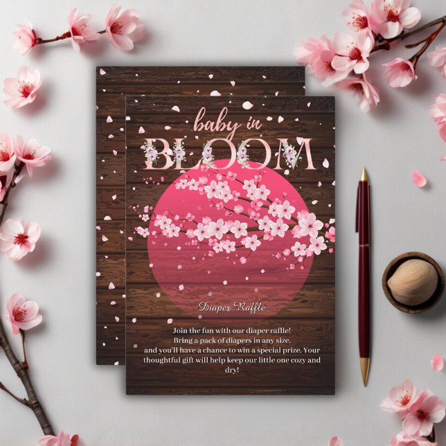 Rustikales Baby in Bloom Sakura Cherry Blossom Begleitkarte (Von Creator hochgeladen)