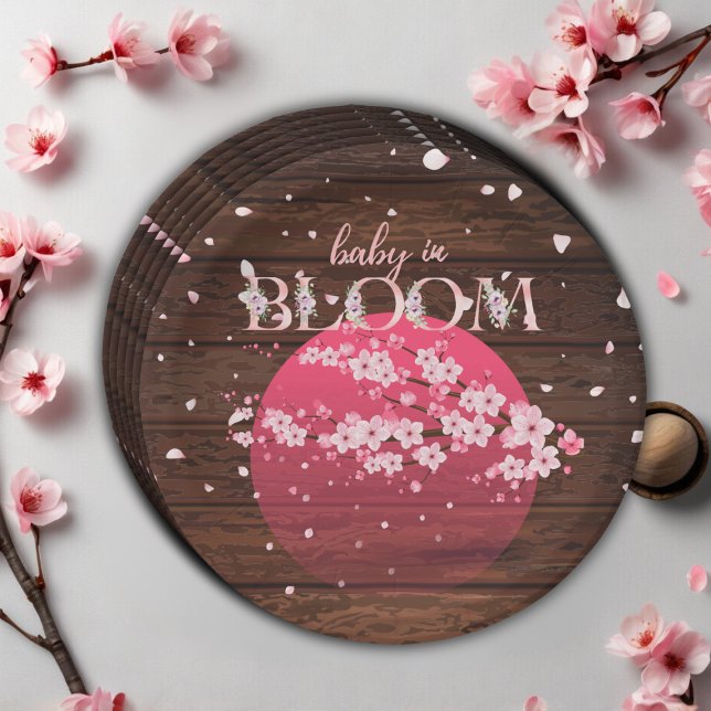 Rustikales Baby in Bloom Sakura Cherry Blossom Pappteller (Von Creator hochgeladen)