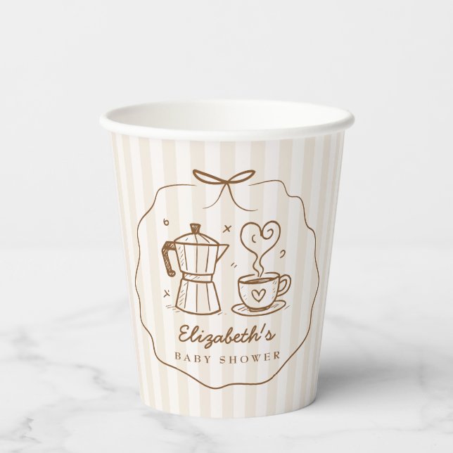 Rustikales Baby ist Kaffee brauen Pappbecher (Rückseite)