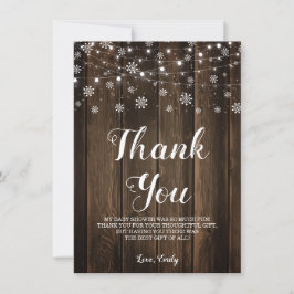 Rustikales Baby ist kalt draußen im Winter Dankeskarte