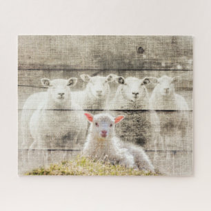 Rustikales Baby Lamm Puzzle
