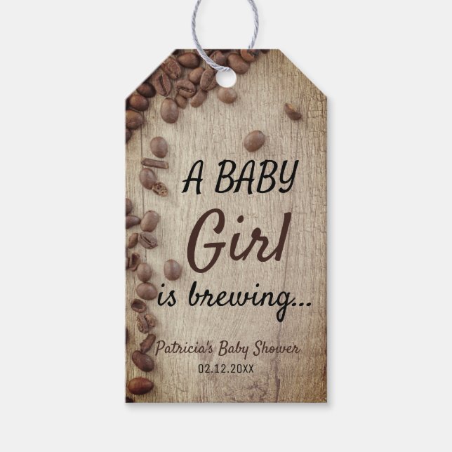 Rustikales Baby-Mädchen ist das Brechen der Kaffee Geschenkanhänger (Vorderseite)