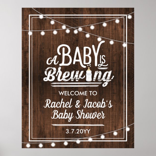 Rustikales Baby wird Begrüßungs-Baby-Duschzeichen Poster (Vorne)