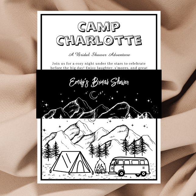 Rustikales Balck und weißes Brautparty Einladungsbanderole (Von Creator hochgeladen)