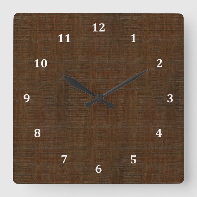 Rustikales Bamboo Holz Grain Textur aussehen Quadratische Wanduhr (Vorderseite)