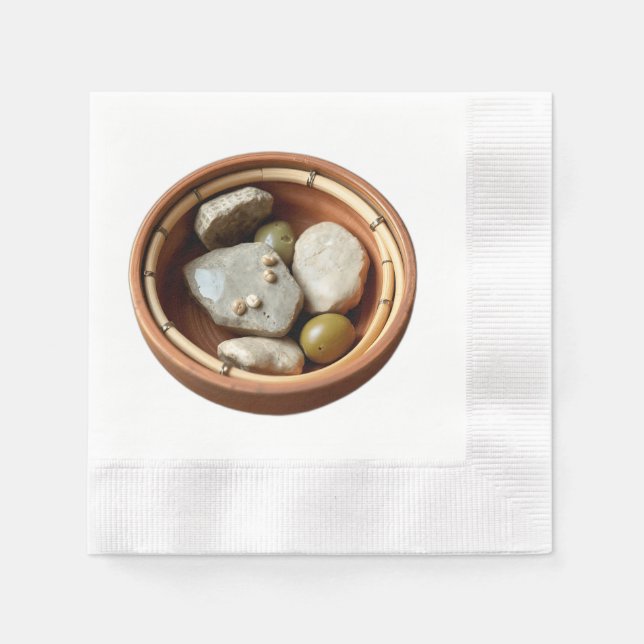 Rustikales Bambus und Stone Bowl Serviette (Vorderseite)
