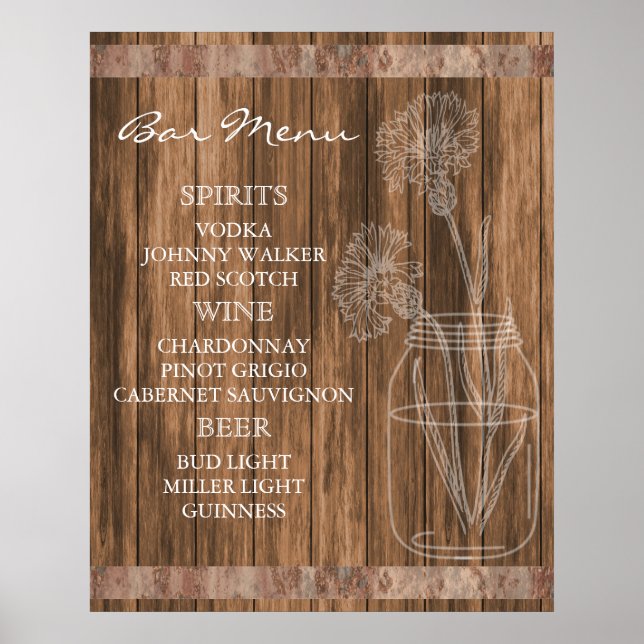 Rustikales Bar Poster (Vorne)