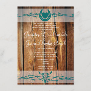 Rustikales Barbed Wire Horseshoe Hochzeitseinladun Einladung