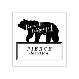 Rustikales Bärenkind-Buchzeichen Gummistempel