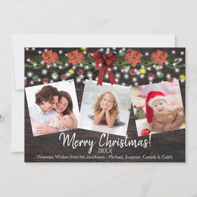 Rustikales Barholz & Lights 3 Foto Weihnachten (Vorderseite)