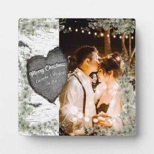 Rustikales Bark Wood Heart Eukalyptus Greenery Fotoplatte