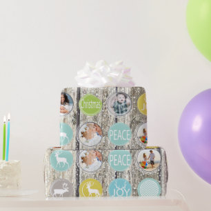 Rustikales Barnholz-Foto Rentier Weihnachten Geschenkpapier