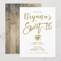 Rustikales Barnholz Gold & White Chic Sweet 16 Par