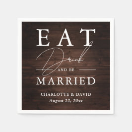 Rustikales Barnholz isst Drinks und sei Verheirate Serviette