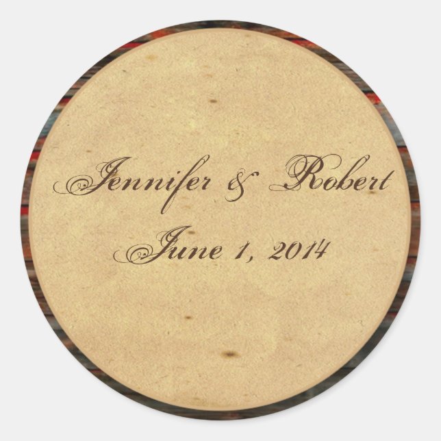 Rustikales Barnholz mit Graffiti Herz Umschlag Auf Runder Aufkleber (Vorderseite)