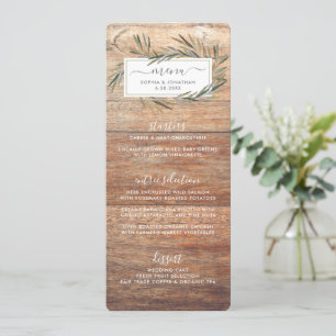 Rustikales Barnwood Botanical Herb Wedding Menu Menükarte