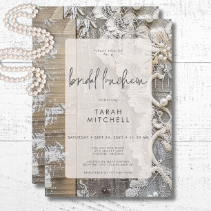 Rustikales Barnwood & Bridal Lace Bridal Luncheon Einladung