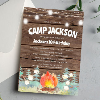 Rustikales Barnwood Camping Geburtstagseinladung Einladung