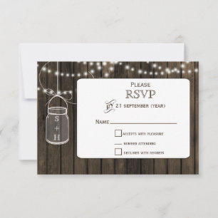 Rustikales Barnwood, Kaumarmelade Hochzeit RSVP 3, Karte