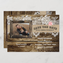 Rustikales Barnwood & Lace Save the Date