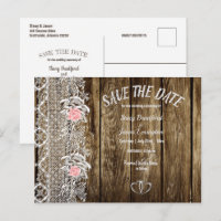 Rustikales Barnwood & Lace Save the Date Hochzeit