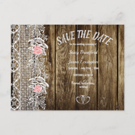 Rustikales Barnwood & Lace Save the Date Hochzeit Postkarte