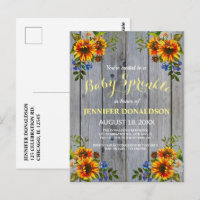 Rustikales Barnwood Sonnenblume Baby Einladung