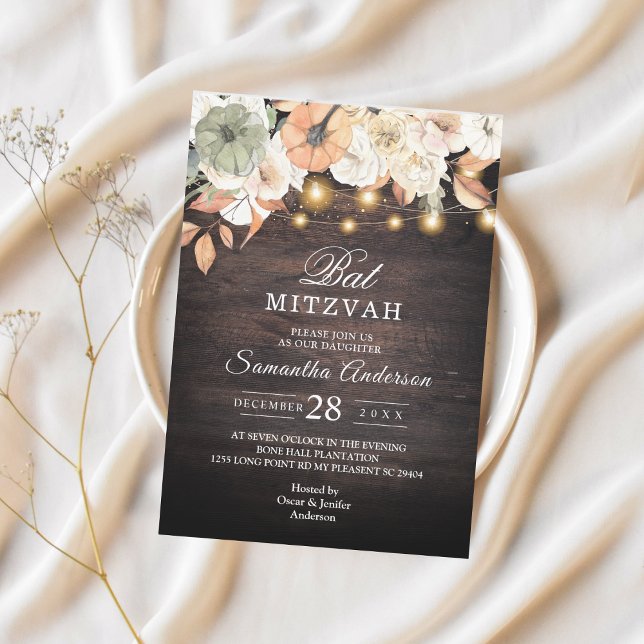 Rustikales Bat Mitzvah Einladung | Herbst (Von Creator hochgeladen)