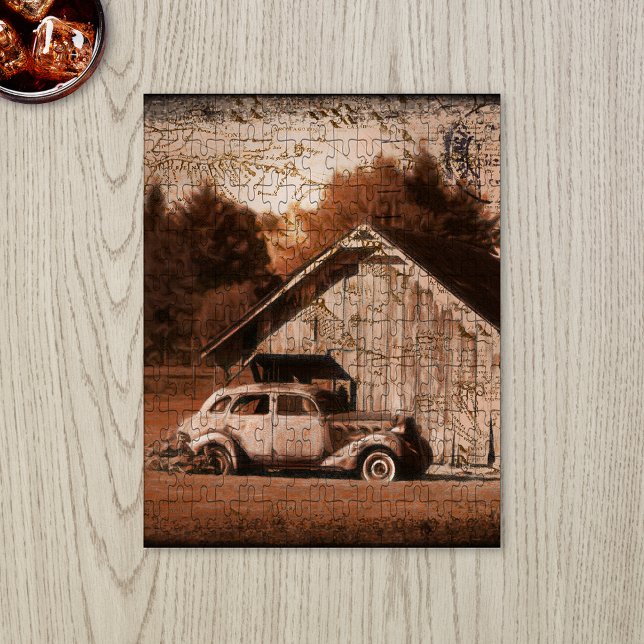 Rustikales Bauernhaus Barn Vintage Car Puzzle (Von Creator hochgeladen)