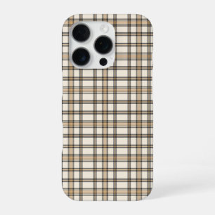 Rustikales Bauernhaus Beige und Braun Kariertes Ge iPhone 16 Pro Hülle