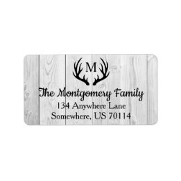 Rustikales Bauernhaus Black Deer Antlers & White W Adressaufkleber